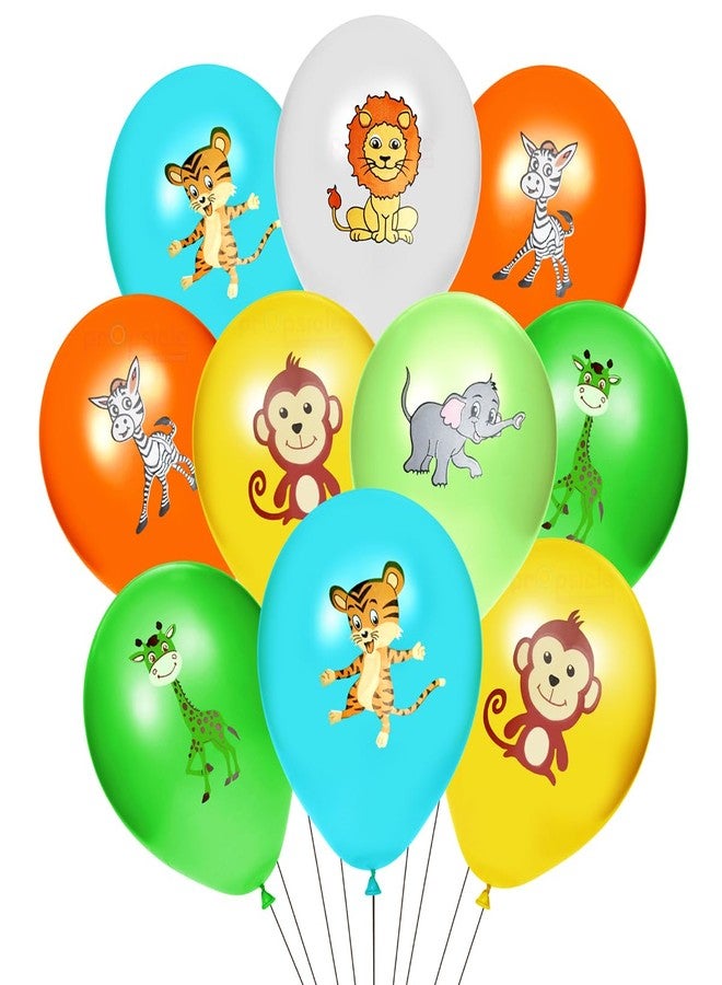 بروبسيكل مجموعة بالونات بروبسيكل بتصميم غابة، 10 بالونات لاتكس مطبوعة عليها حيوانات الغابة، مقاس 12 بوصة، مثالية لأعياد ميلاد الأطفال، وديكور حفلات بطابع سفاري/حديقة حيوانات للأولاد والبنات، متعددة الألوان - Image 1